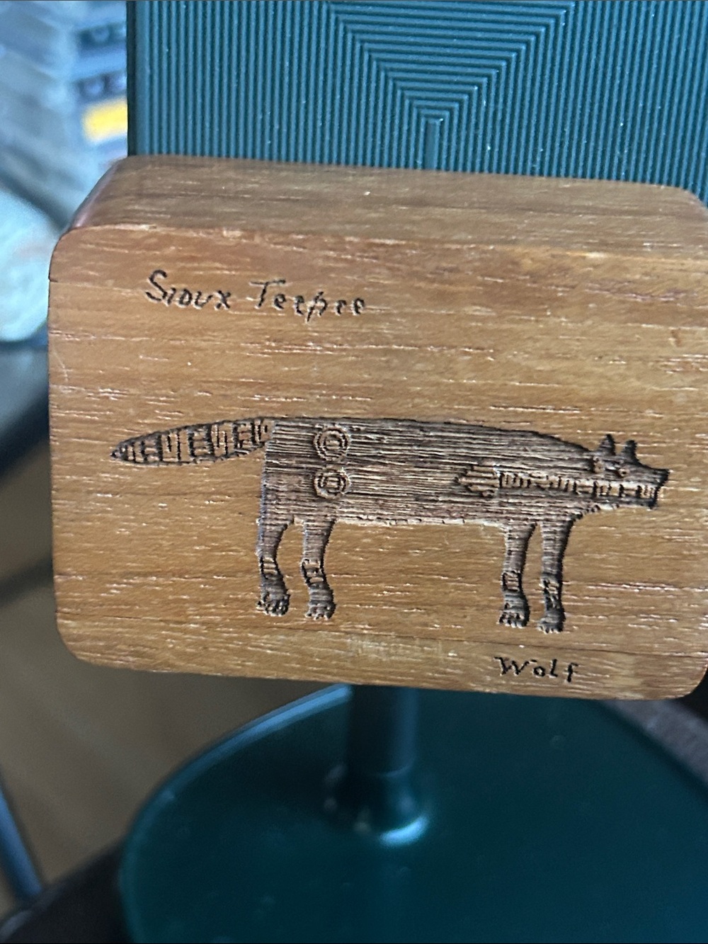 Sioux Tepee Wood Block Art - Brown Wolf Plaque